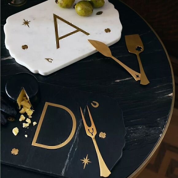 Anthropologie Lucky Marble “ X “ Monogram Serving Board  Pre Owned Excellent - Picture 6 of 6